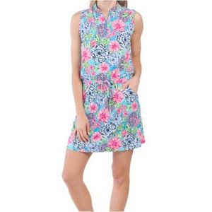 IBKUL hydrangea golf dress with pockets & drawstring